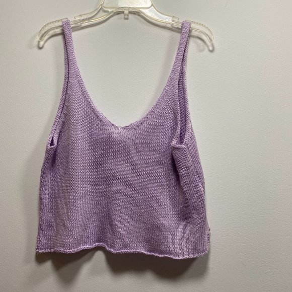 Purple Knitted Crop Tank Top - Picture 1 of 3